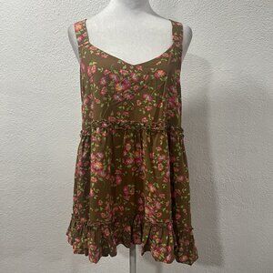 NEW Matilda Jane On A Whim Flutter Top Cross Back Rayon Floral Women Medium